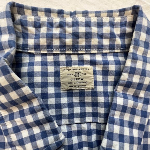 J. Crew Blue Check Button Down | Size L - Picture 5 of 5
